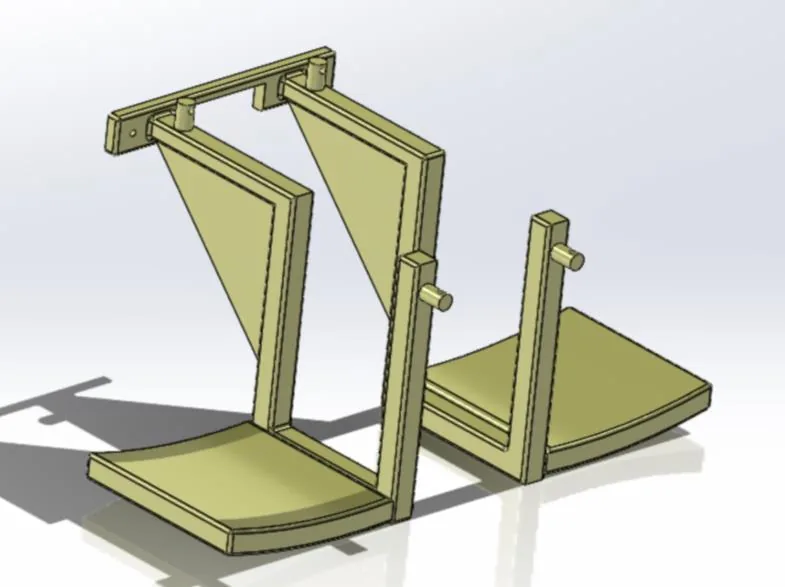 Rendu 3D du support de planche version 2, géométrie reprise après simulation.